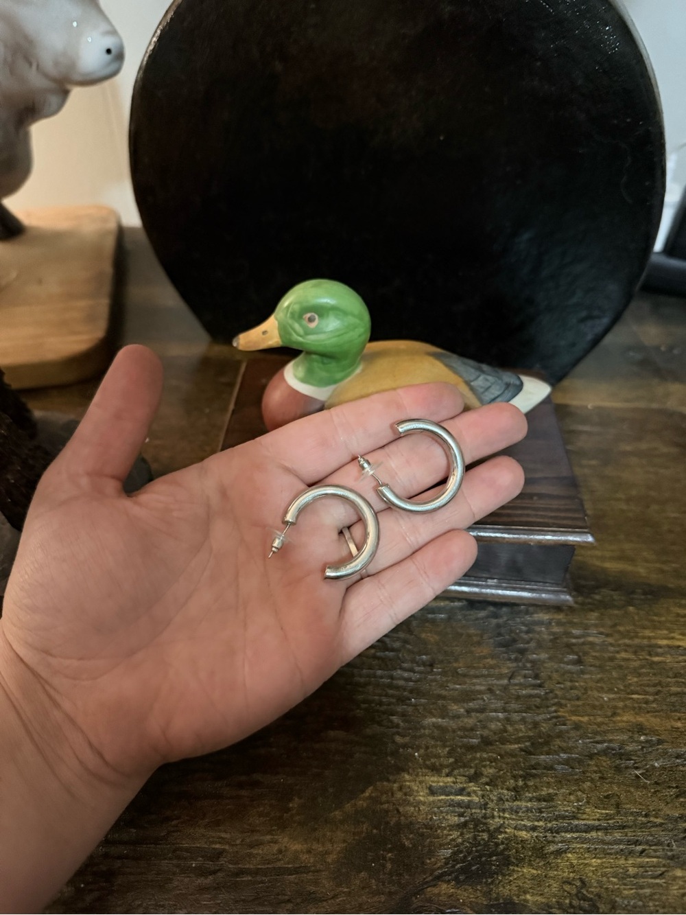 Sterling-Look Chunky Silver Hoop Earrings